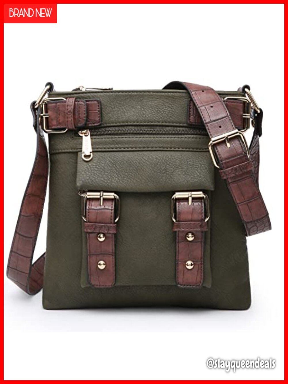 Vegan Leather Crossbody Messenger Bag Shoulder Travel Purse